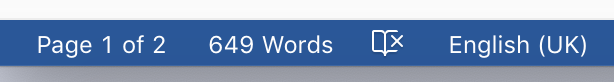 status bar, microsoft word