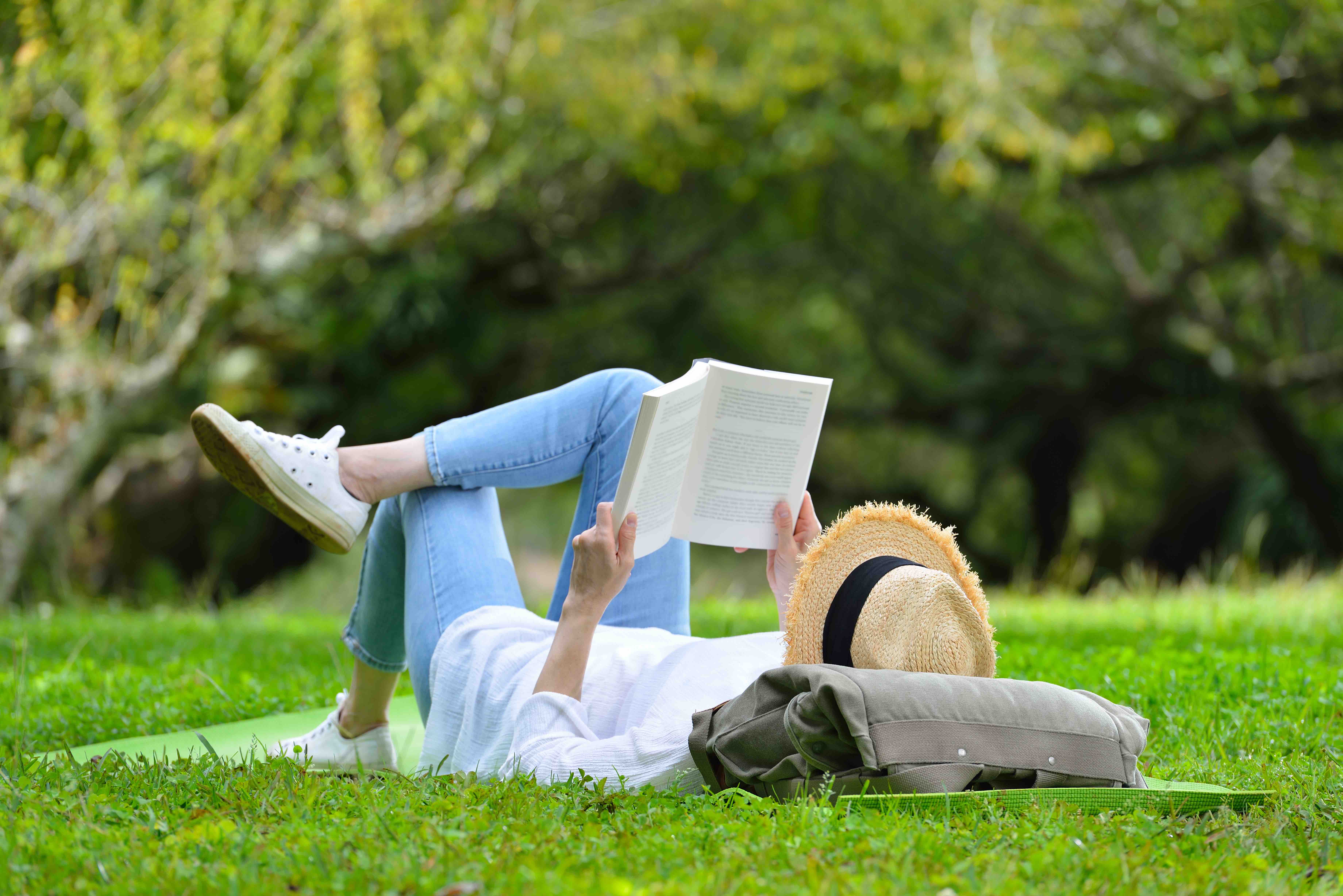 woman reading a book