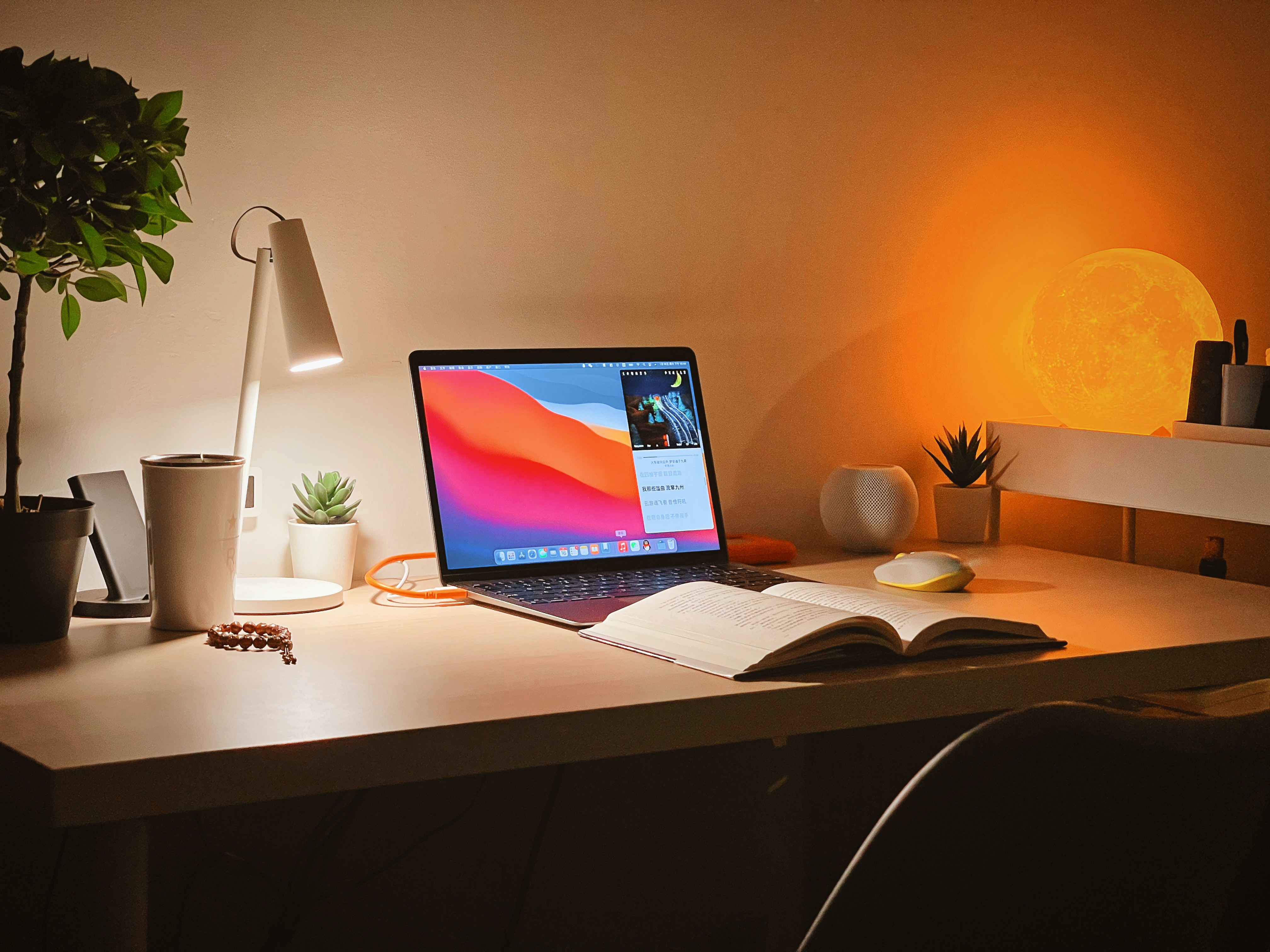 study table at night